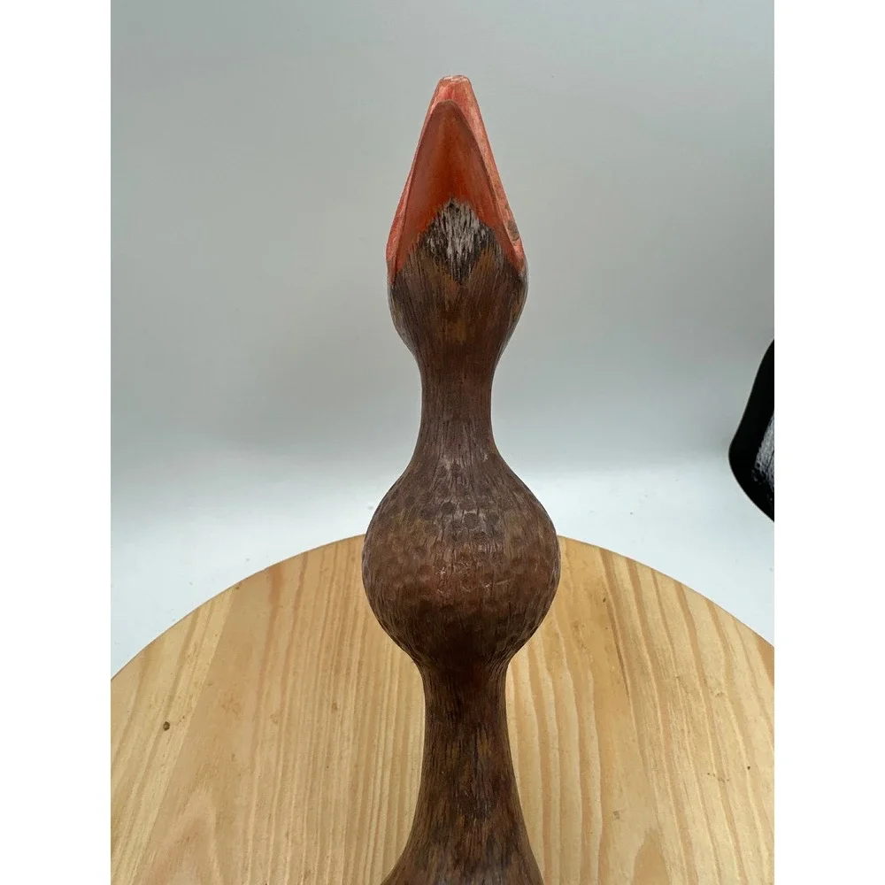 Vtg Golf Club Head Bird Sculpture Folk Art Signed Wood Whimsical Golf Gift OOAK
